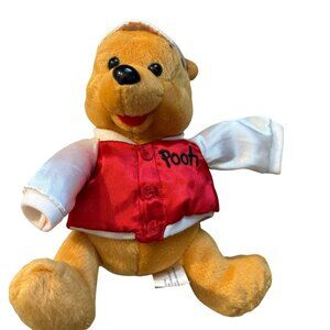 Walt Disney World 2003 Winnie The Pooh Baseball Plush Toy With Red Jacket & Hat